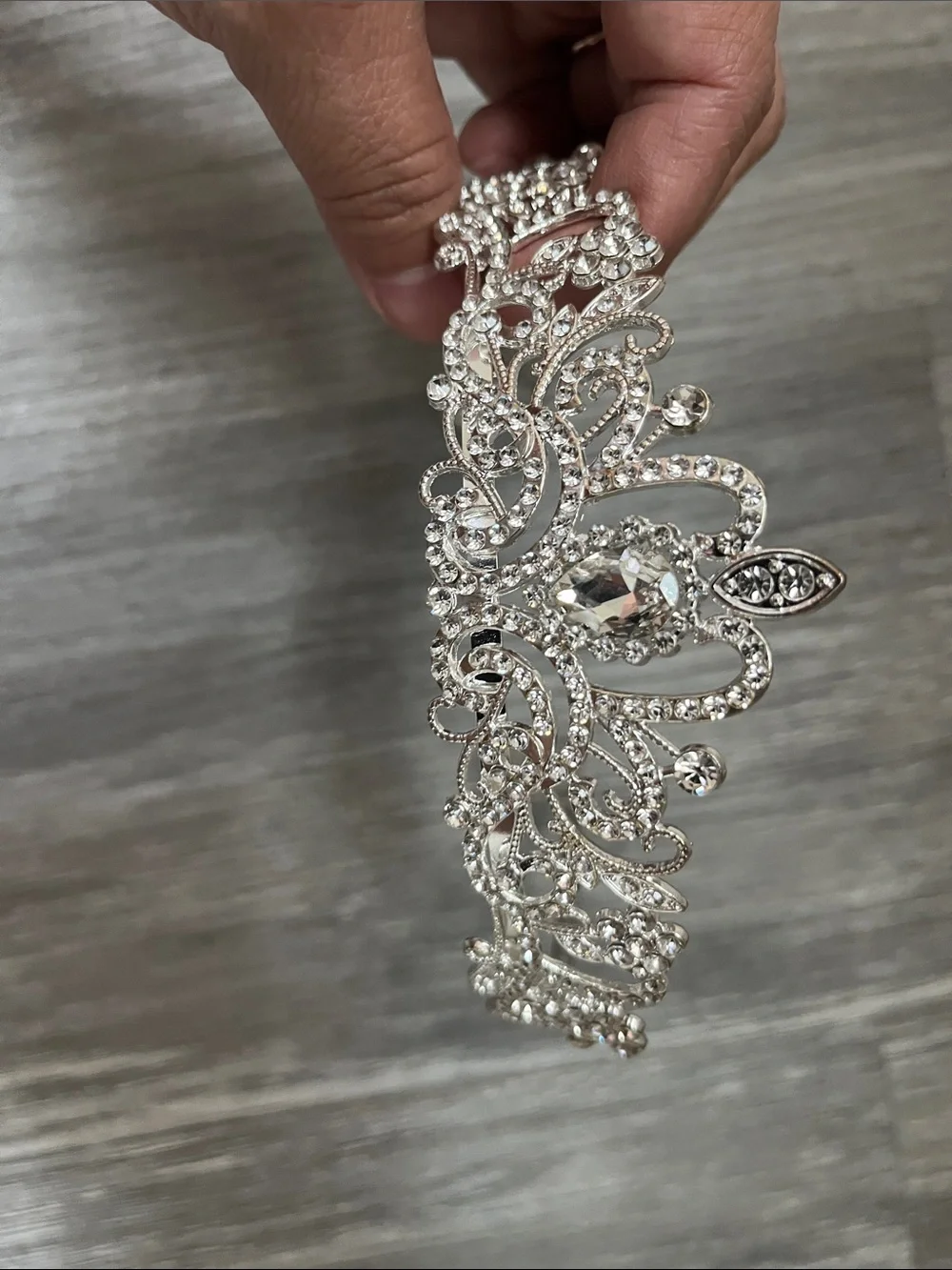 Crystal Silver Bridal Tiara Headpiece - Elegant Sparkling Accent
